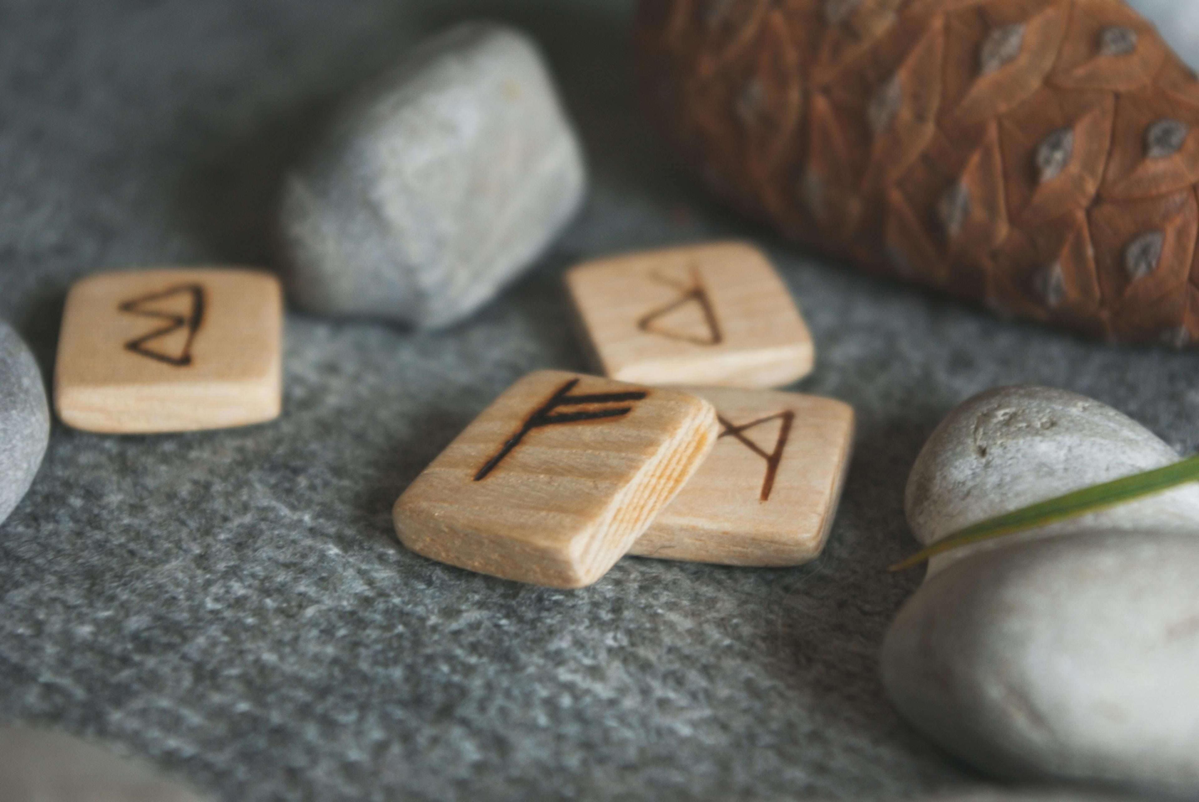 Photo - Rune stones with ancient carvings