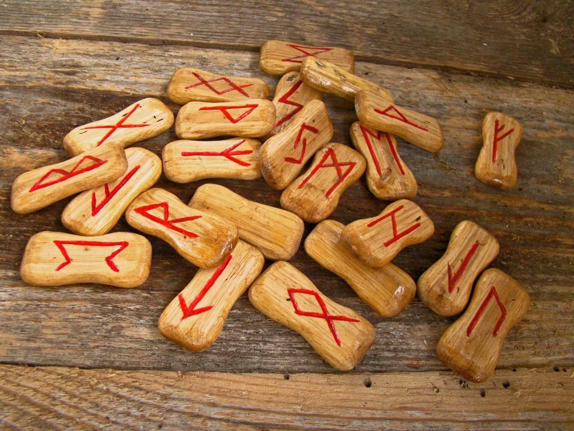 Photo - Traditional Viking rune stones in natural light