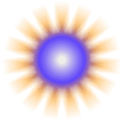 Glowing energy icon with a purple center and orange rays Photo - Glowing energy icon with a purple center and orange rays