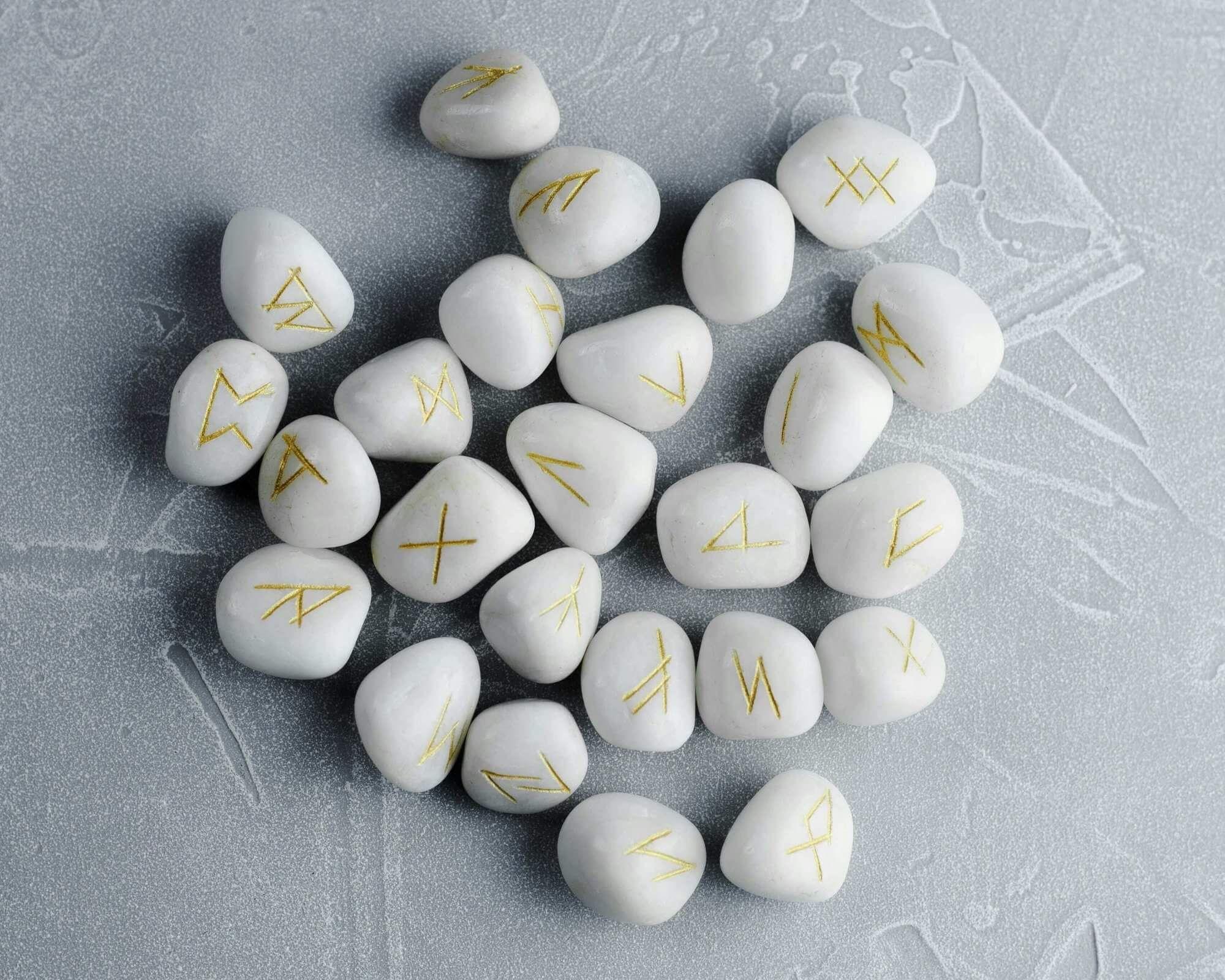 Hand-carved rune stones Photo - Hand-carved rune stones